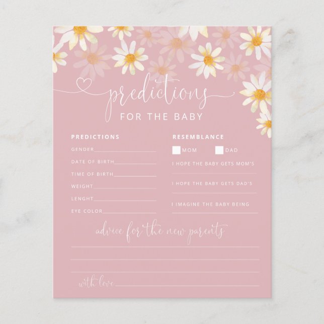 Lámina Elegante consejo de predicciones de Baby Shower so (Anverso)