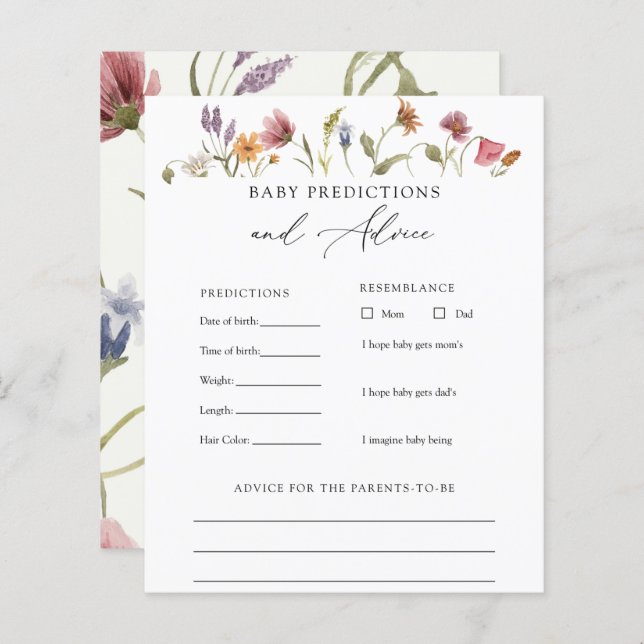 Lámina Elegante consejo y predicciones para el bebé de fl (Anverso / Reverso)