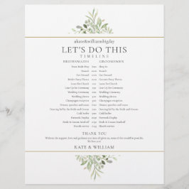 Lámina Elegante cronología de Boda de vegetación