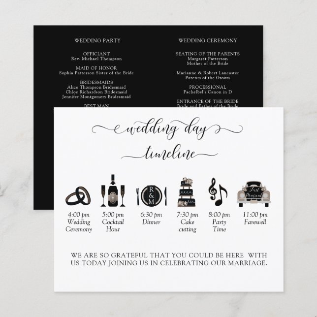 Lámina Elegante cronología de Bodas blancos y negros, pro (Anverso / Reverso)