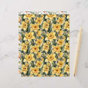 Lámina Elegante Daffodil amarillo y Tulips Flores de Pasc