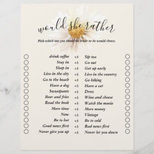 Lámina Elegante Daisy Bingo de dos lados Bridal Shower Ju