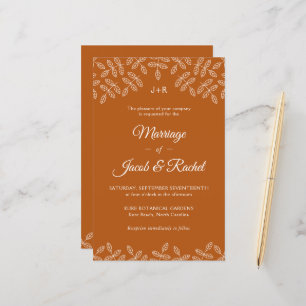 Lámina Elegante deja profunda invitación a boda Naranja o