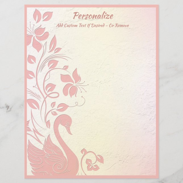 Lámina Elegante diseño floral de cisne rosa personalizado (Anverso)