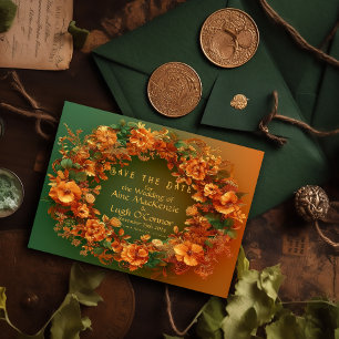 Lámina Elegante Druid Hill Otoño Floral Salvar La Fecha