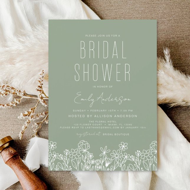 Lámina Elegante ducha de novia con flores silvestres verd (Subido por el creador)