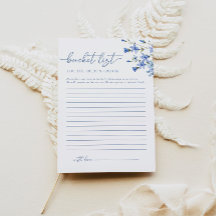 Elegante Dusty Blue Bucket List Bridal Shower Game