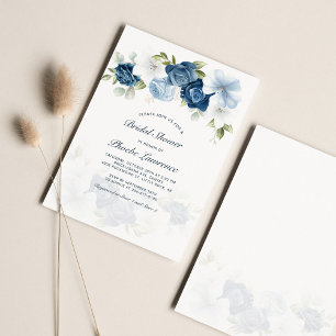 Lámina Elegante Dusty Blue Floral Bridal Shower Invitació
