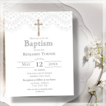 Elegante encaje blanco | Invitación al bautismo