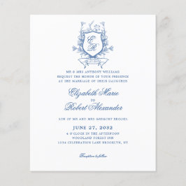 Lámina Elegante Escudo Monograma Azul Boda tradicional