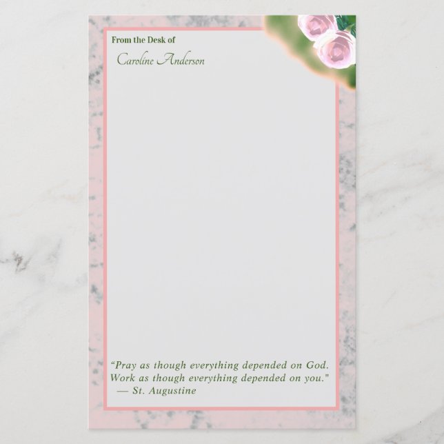 Lámina Elegante Estacionario Inspirador de Mármol Rosa (Anverso)