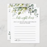 Lámina Elegante Eucalyptus Bridal Shower Fecha Noche Idea<br><div class="desc">Tarjeta de Consejos de Agua Eucalyptus Greenery. Para una mayor personalización,  haga clic en el enlace "personalizar adicional". Si necesitas ayuda,  ponte en contacto conmigo,  por favor.</div>