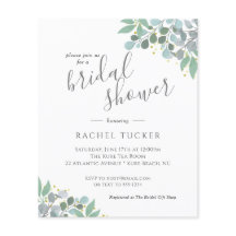 Elegante Eucalyptus Dusty Blue Bridal Shower Invit