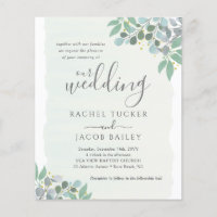 Elegante Eucalyptus Dusty Blue Wedding Invitación