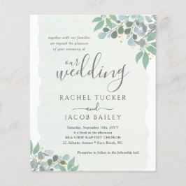Lámina Elegante Eucalyptus Dusty Blue Wedding Invitación