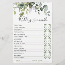 Elegante Eucalyptus Greenery Bridal Shower Game