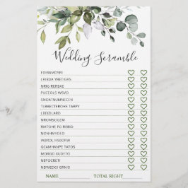 Lámina Elegante Eucalyptus Greenery Bridal Shower Game