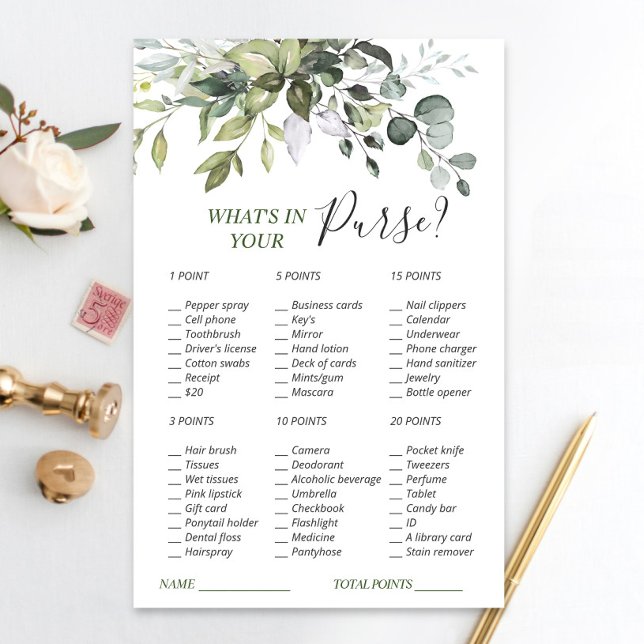 Lámina Elegante Eucalyptus Greenery Bridal Shower Game (Subido por el creador)