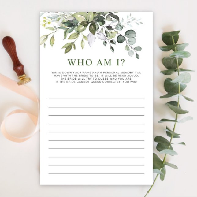 Lámina Elegante Eucalyptus Greenery Bridal Shower Game (Subido por el creador)