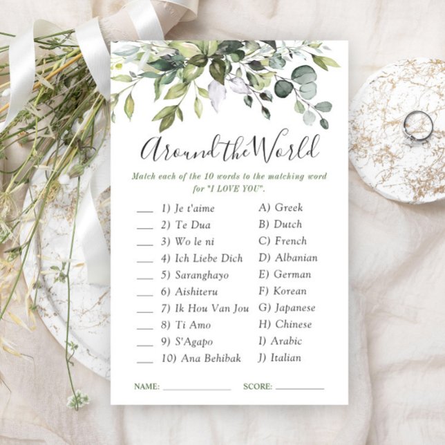 Lámina Elegante Eucalyptus Greenery Bridal Shower Game (Subido por el creador)