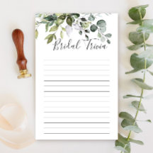 Elegante Eucalyptus Greenery Bridal Shower Game