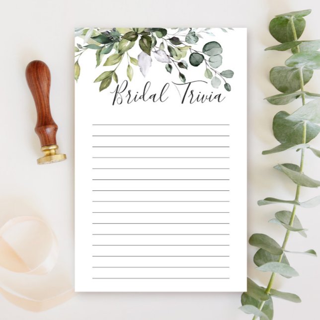 Lámina Elegante Eucalyptus Greenery Bridal Shower Game (Subido por el creador)