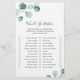 Lámina Elegante Eucalyptus Greenery Bridal Shower Game