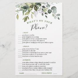 Lámina Elegante Eucalyptus Watercolor Bridal Shower Game