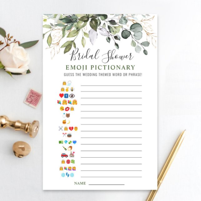 Lámina Elegante Eucalyptus Watercolor Bridal Shower Game (Subido por el creador)