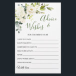 Lámina Elegante Eucalyptus White Rose Wishes & Advances C<br><div class="desc">Tarjeta de Consejos y Deseos Eucalyptus de Acuarela. Personalice con la novia el nombre y la fecha de la ducha. Para una mayor personalización,  haga clic en el enlace "personalizar adicional". Si necesitas ayuda,  ponte en contacto conmigo,  por favor.</div>