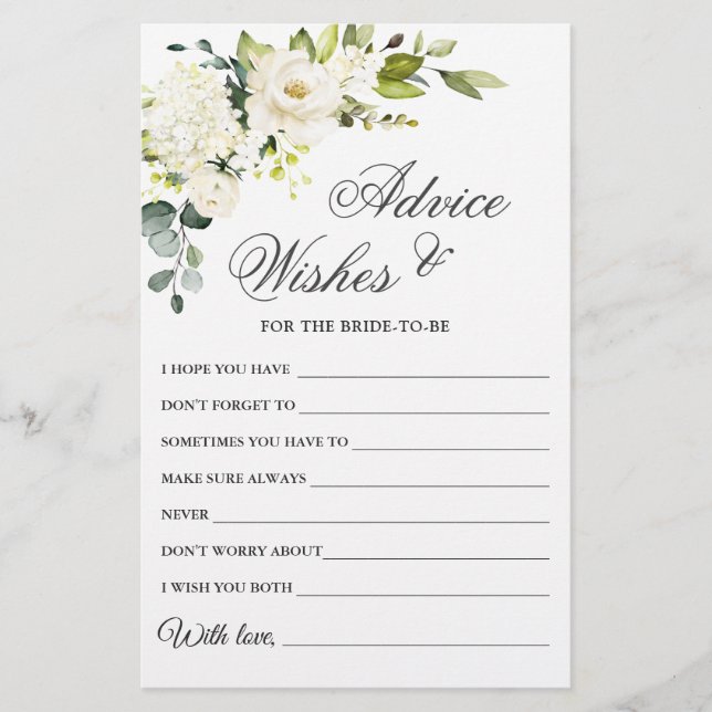 Lámina Elegante Eucalyptus White Rose Wishes & Advances C (Anverso)