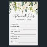 Lámina Elegante Eucalyptus White Rose Wishes & Advances C<br><div class="desc">Tarjeta de Consejos y Deseos Eucalyptus de Acuarela. Personalice con la novia el nombre y la fecha de la ducha. Para una mayor personalización,  haga clic en el enlace "personalizar adicional". Si necesitas ayuda,  ponte en contacto conmigo,  por favor.</div>