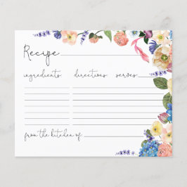 Lámina Elegante Fantástico Floral Bridal Shower Receta