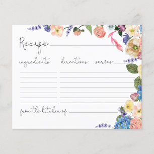 Lámina Elegante Fantástico Floral Bridal Shower Receta