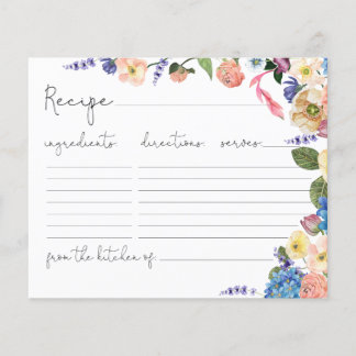 Lámina Elegante Fantástico Floral Bridal Shower Receta