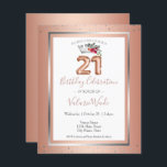 Lámina Elegante Fiesta de cumpleaños 21 Rosa Rubor<br><div class="desc">Bonito fondo falso de Relieve metalizado con brillantes notas de confeti en el borde superior e inferior. Diseño elegante y de moda con una tipografía de escritura elegante. Todo el texto es ajustable y fácil de cambiar para sus propias necesidades fiestas. Gran diseño elegante de fiesta de 21 años. Disponible...</div>