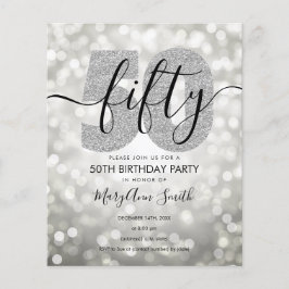 Lámina Elegante fiesta de cumpleaños 50 de plata moderna