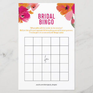 Lámina Elegante Floral Bridal Bingo Cards Bridal Shower