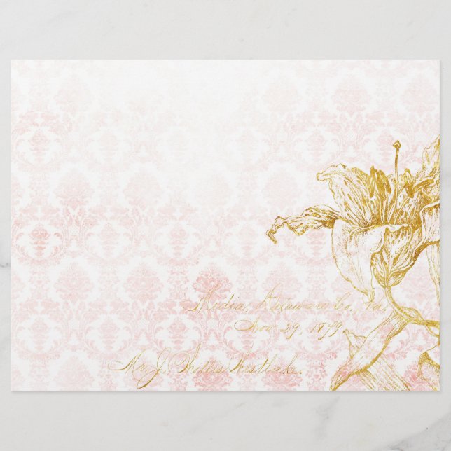 Lámina Elegante floral de oro y damasquín de escrapbook e (Anverso)