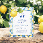 Lámina Elegante floral mediterránea de limón 50 cumpleaño<br><div class="desc">Celebre con estilo con una elegante invitación de cumpleaños floral de limón mediterráneo. Con sus limones amarillos y su frondosa vegetación, este diseño evoca el encanto del Mediterráneo, perfecto para un evento soleado y sofisticado. Los intrincados acentos florales le dan un toque fresco y acogedor, mientras que la tipografía elegante...</div>