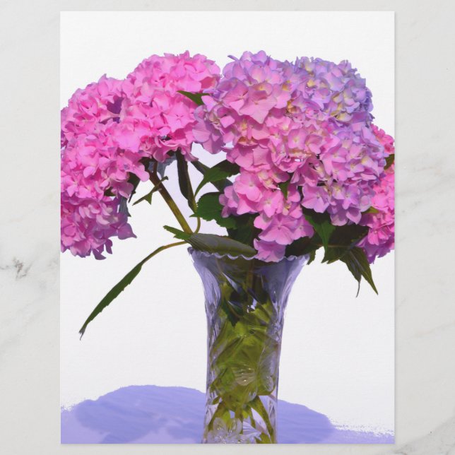 Lámina Elegante floral rosa púrpura hidrangeas (Anverso)