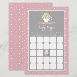 Lámina Elegante Floral Teacup Baby Shower Tea Fiesta Bing