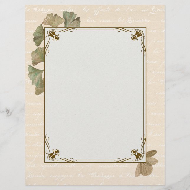 Lámina Elegante Ginkgo deja papel de escritura de cuadern (Anverso)