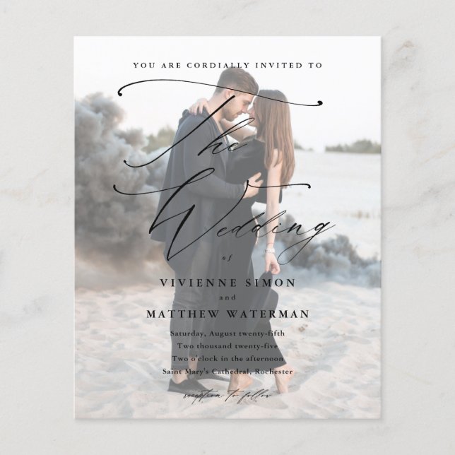 Lámina Elegante guión foto presupuesto invitación a matri (Anverso)