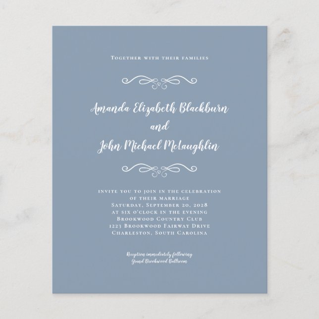 Lámina Elegante invitación a la boda azul turquesa con pr (Anverso)