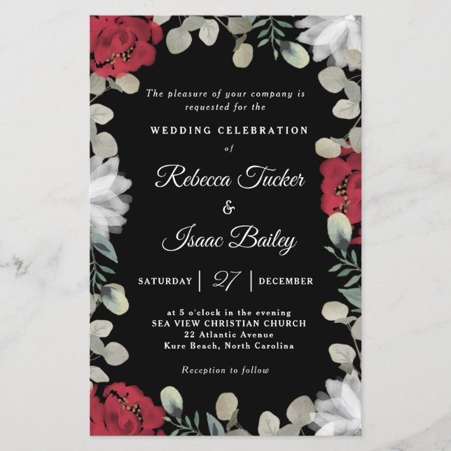 Lámina Elegante Invitación a la Boda de la Flora Blanca R (Anverso)