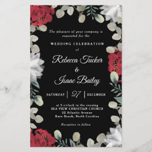 Lámina Elegante Invitación a la Boda de la Flora Blanca R