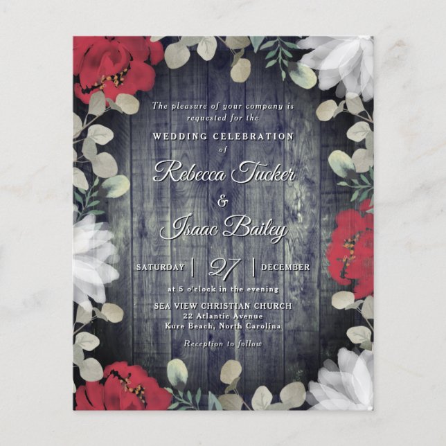 Lámina Elegante Invitación a la Boda de la Flora Blanca R (Anverso)