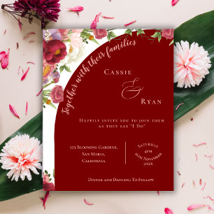 Lámina Elegante invitación a la Boda Floral del Arco Rojo