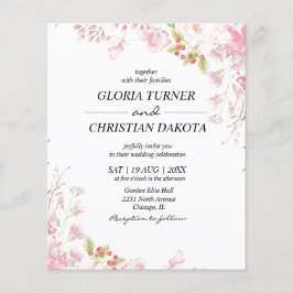 Lámina Elegante invitación a la boda floral rosada